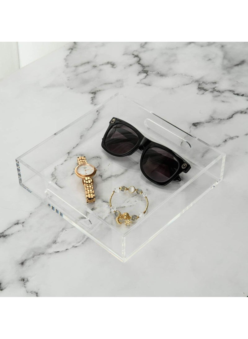 Garkoo Acrylic Serving Tray 25 x 25cm - Spill Resistant - Traditional Coffee Table Decor Organizer with Handles - Image 4