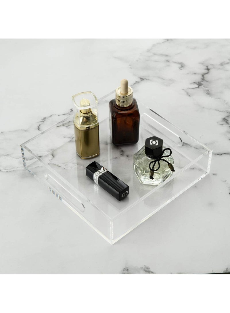 Garkoo Acrylic Serving Tray 25 x 25cm - Spill Resistant - Traditional Coffee Table Decor Organizer with Handles - Image 5