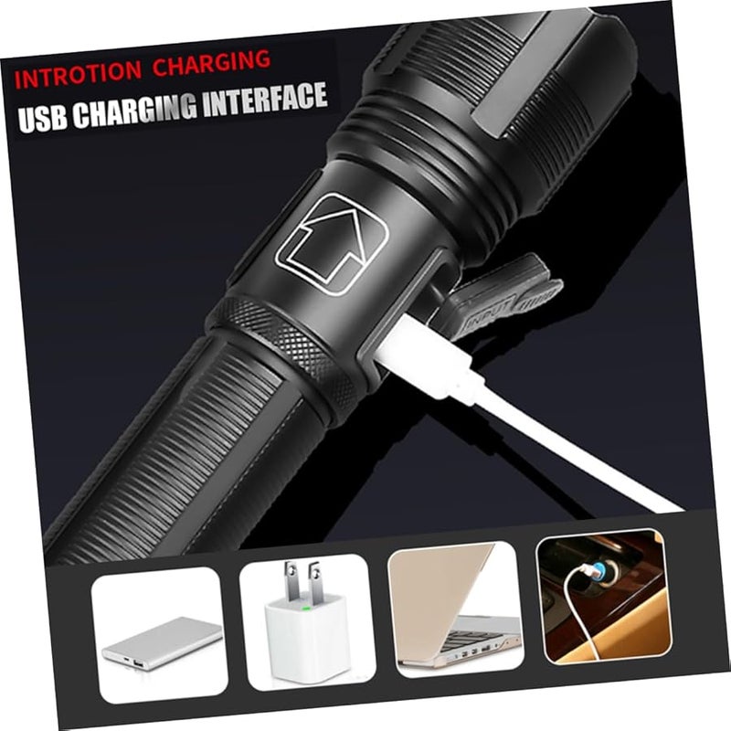 مصباح يدوي زوم قابل لإعادة الشحن، مصنوع من سبائك الألومنيوم، بإضاءة LED ساطعة، مزود بشاحن USB، للإسعافات الأولية والاستخدام الخارجي - Image 5