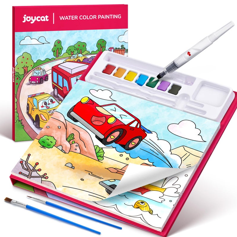 JoyCat Paint with Water Coloring Books for Toddlers, Watercolor Painting Sets for Kids Ages 3-5 4-8, Arts and Crafts Drawing Activities Toy Birthday Gifts for Boys Girls (Transportation) - Image 1