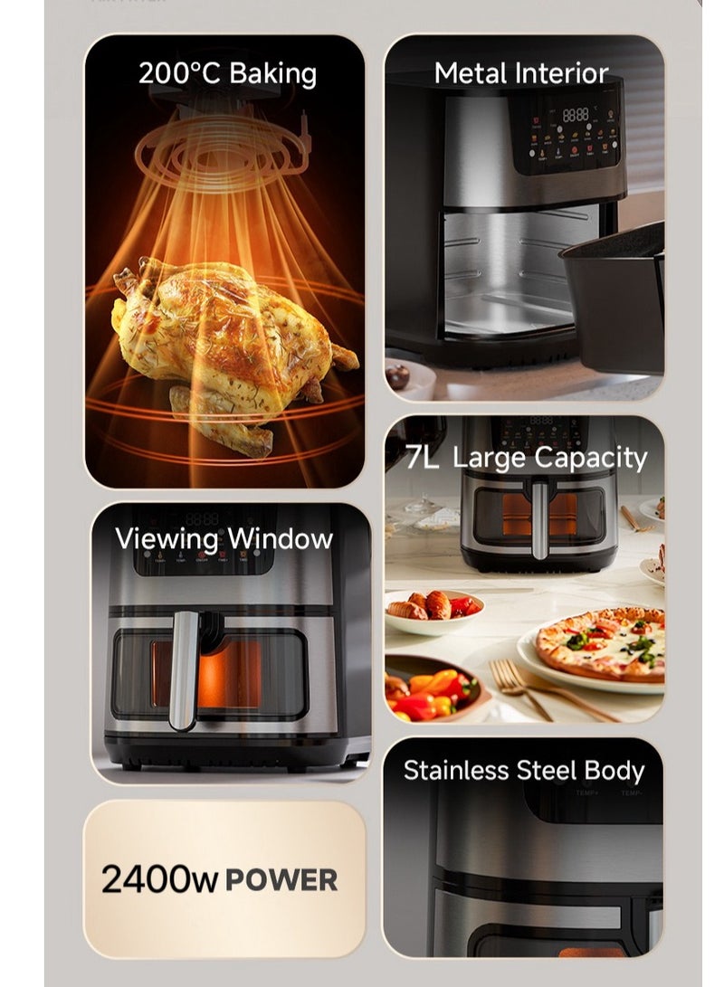 7L 2400W Multifunctional Automatic Air Fryer, Healthy Oil-Free Cooking Digital Touch Air Fryer, Quick Cooking, and Easy Clean Visual Air Fryer  - Image 5