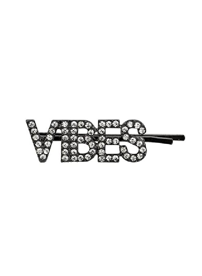 Lux Accessories Set (3Pc) Iconic Vibes Extra Words Clear Crystal Rhinestones Hem Black Hair Pins - Image 5