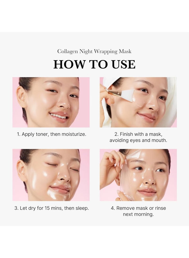 MOSH Collagen Night Wrapping Cream & Silicone Face Mask Brush Overnight Mask for Skin Elasticity Korean Skincare (2.53 fl. oz.) - Image 4
