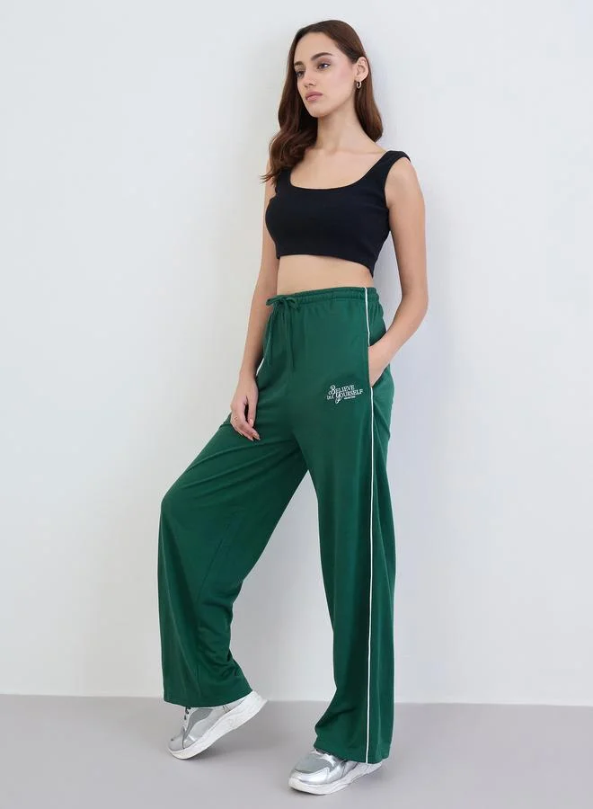 Women Green Wide Leg Joggers