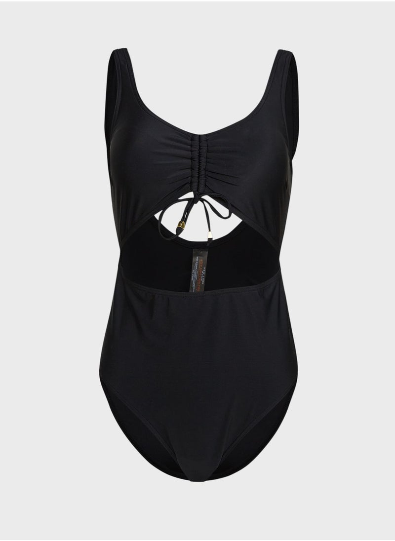 NEW LOOK - Ruched Cut Out Swimsuit - Image 1