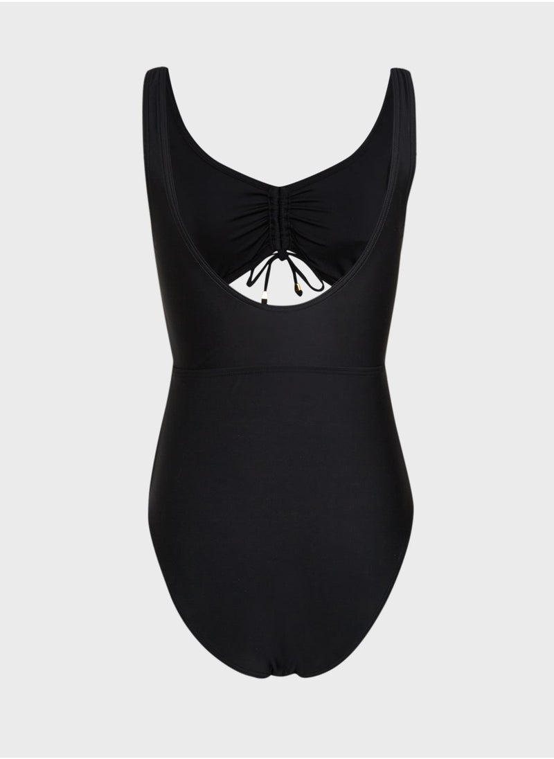 NEW LOOK - Ruched Cut Out Swimsuit - Image 1