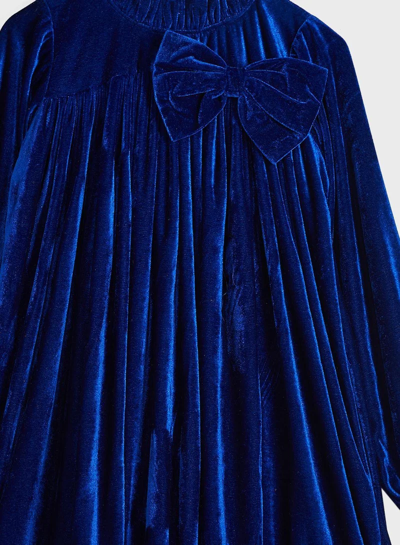 Little Golden Apple Velvet Bow Dress
