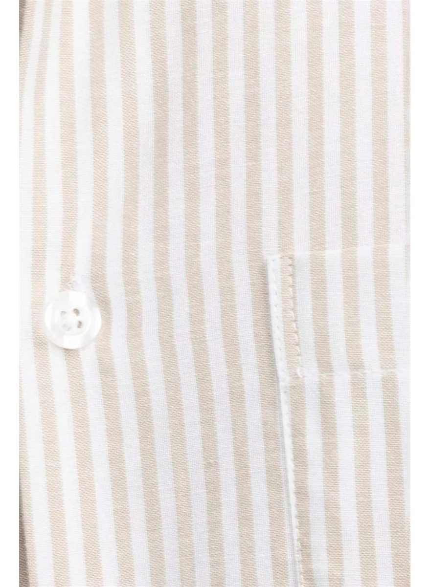 Tudors Classic Fit Comfortable Slim Striped Cotton Tie Collar Men's Shirt