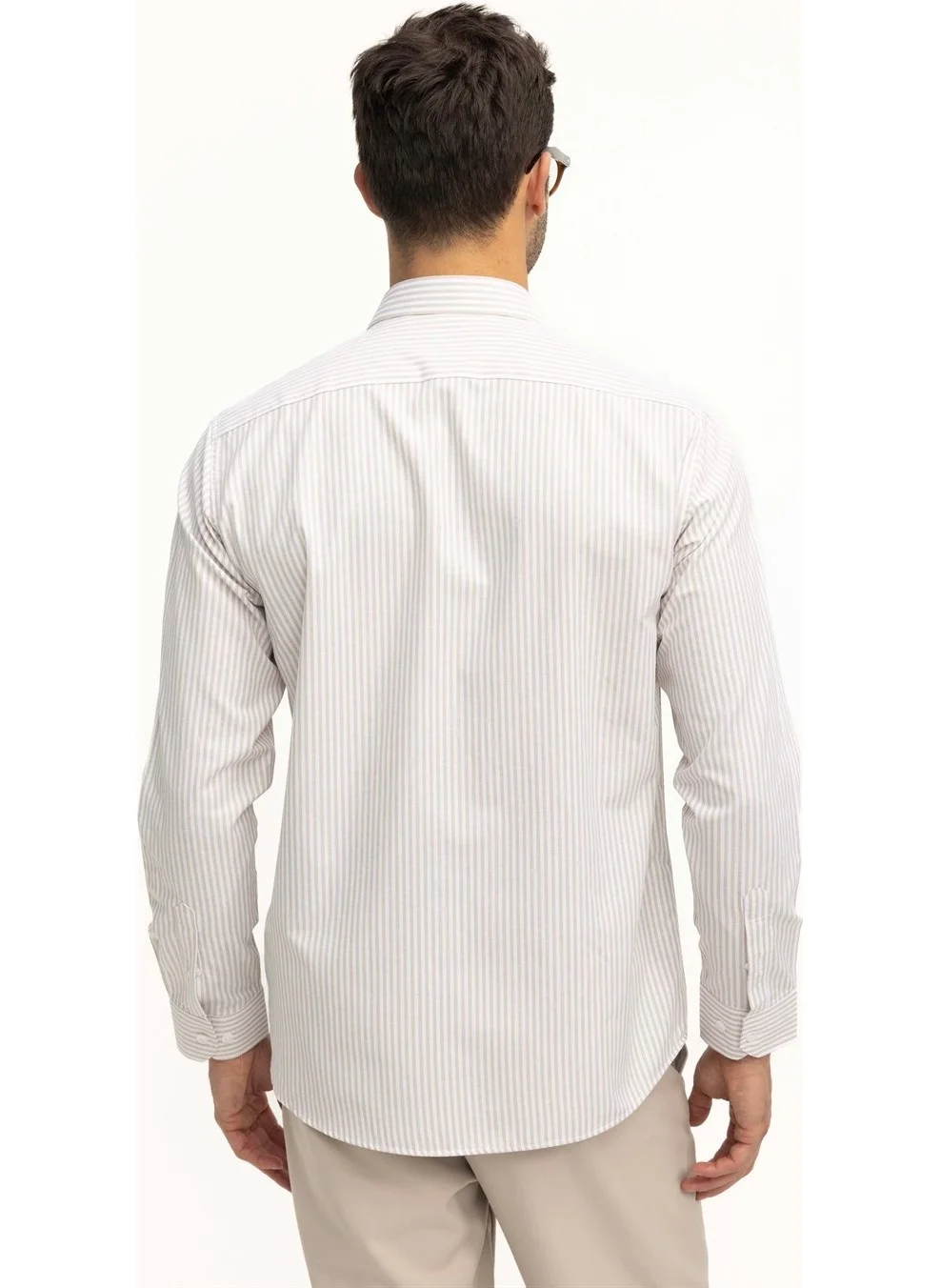 Tudors Classic Fit Comfortable Slim Striped Cotton Tie Collar Men's Shirt