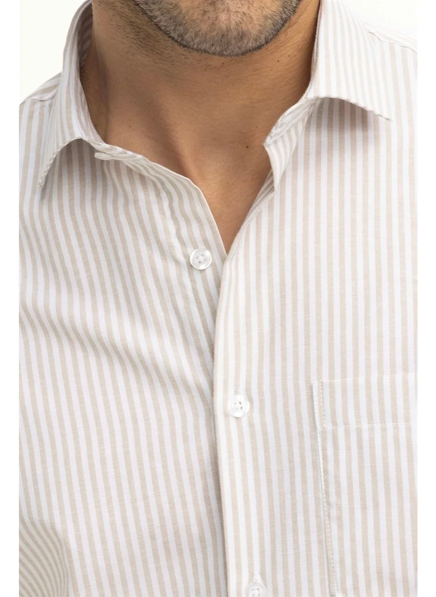 Tudors Classic Fit Comfortable Slim Striped Cotton Tie Collar Men's Shirt