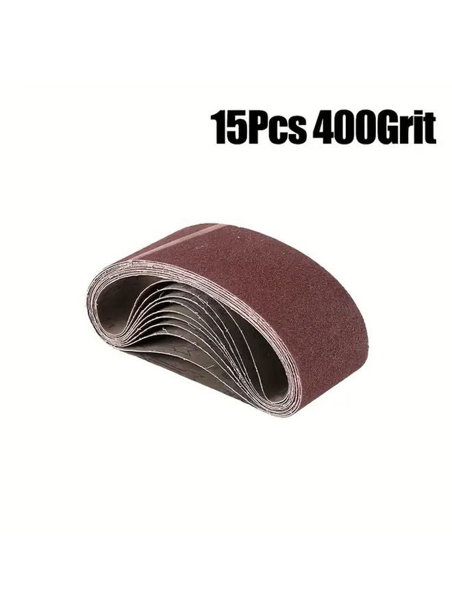 15Pcs 3x21 Inch Sanding Belt 60 to 400 Grits For Wood Metal Polishing - Image 1