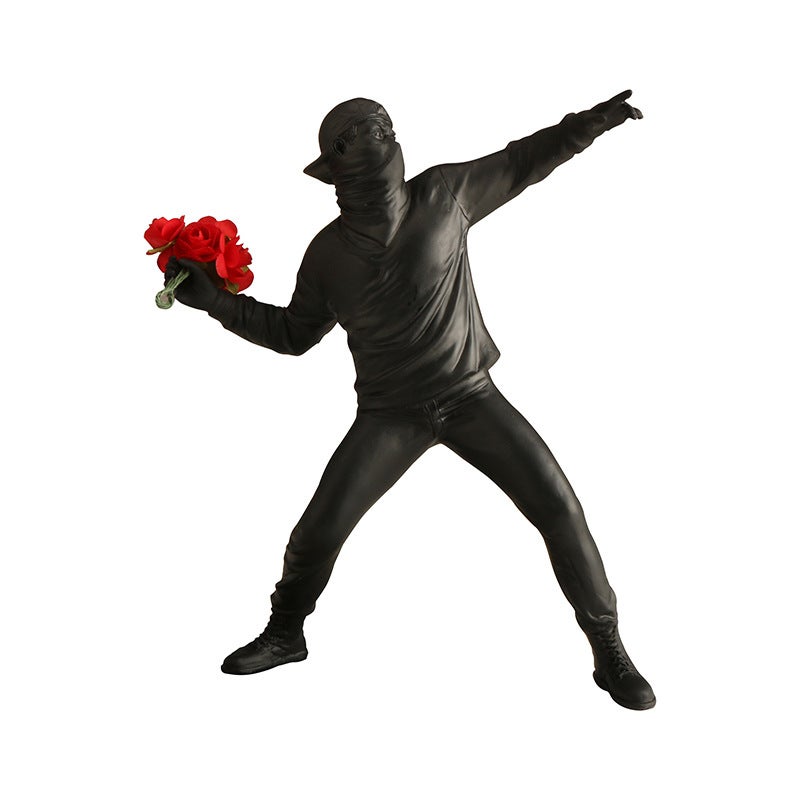 Cross-Mirror Banksy Banksy Throwing Flower Boy Art Decoration Ornament Fashion Creative Home Ornament Banksy - Image 1