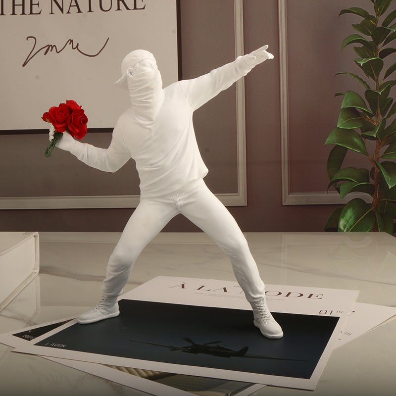 Cross-Mirror Banksy Banksy Throwing Flower Boy Art Decoration Ornament Fashion Creative Home Ornament Banksy - Image 4