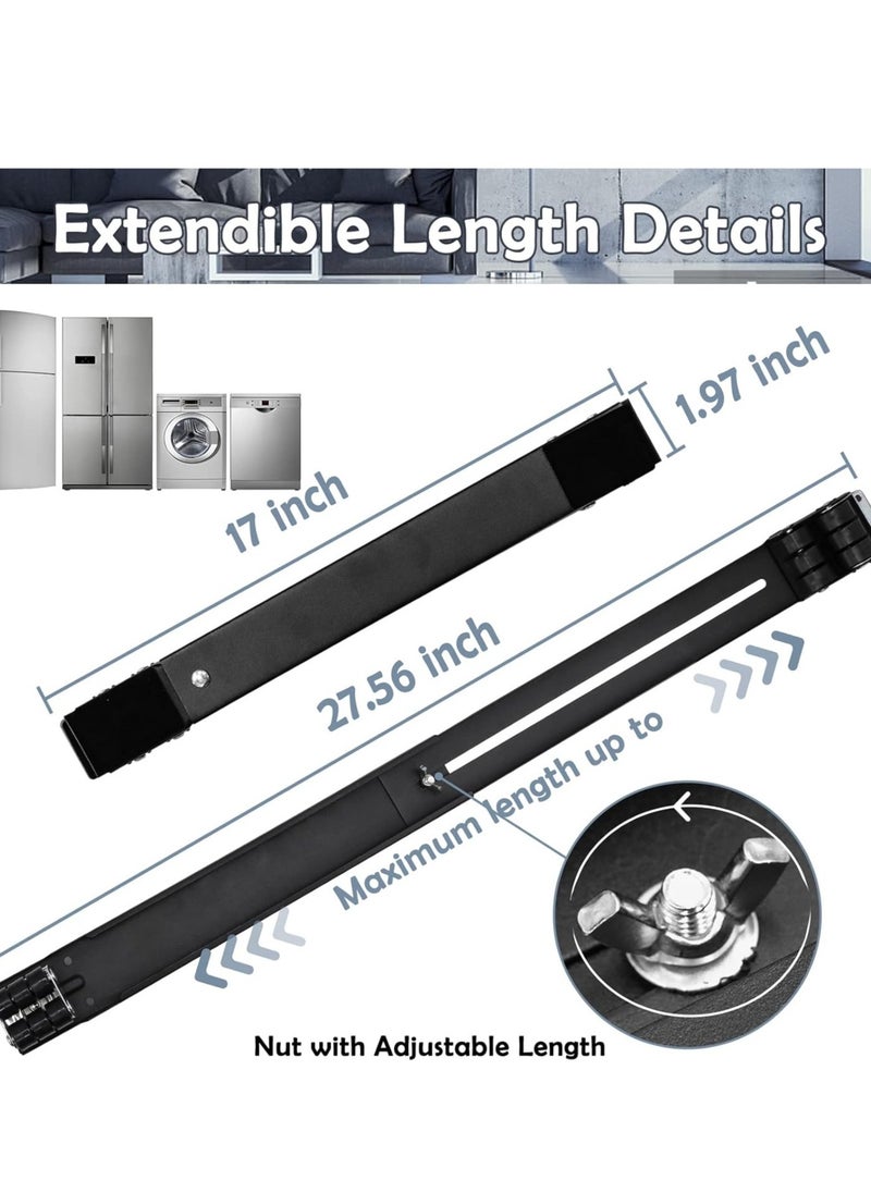 بيوينتي - Universal Extendable Furniture Appliance Rollers (4 Pack) – Heavy-Duty Mover Tools with 24 Rollers  Brakes, Strong Base for Washing Machines, Refrigerators, Dryers - Image 1