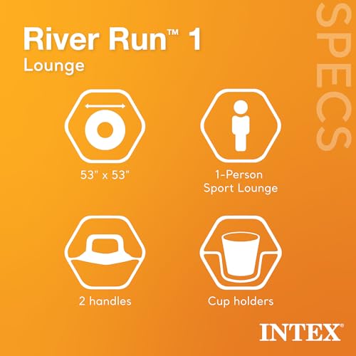 Intex River Run 1-Person Inflatable Floating Water Lounge Tube Raft with Backrest, Cup Holders, and Mesh Bottom for Lake, Pool, River & Ocean, 2 Pack - Image 2