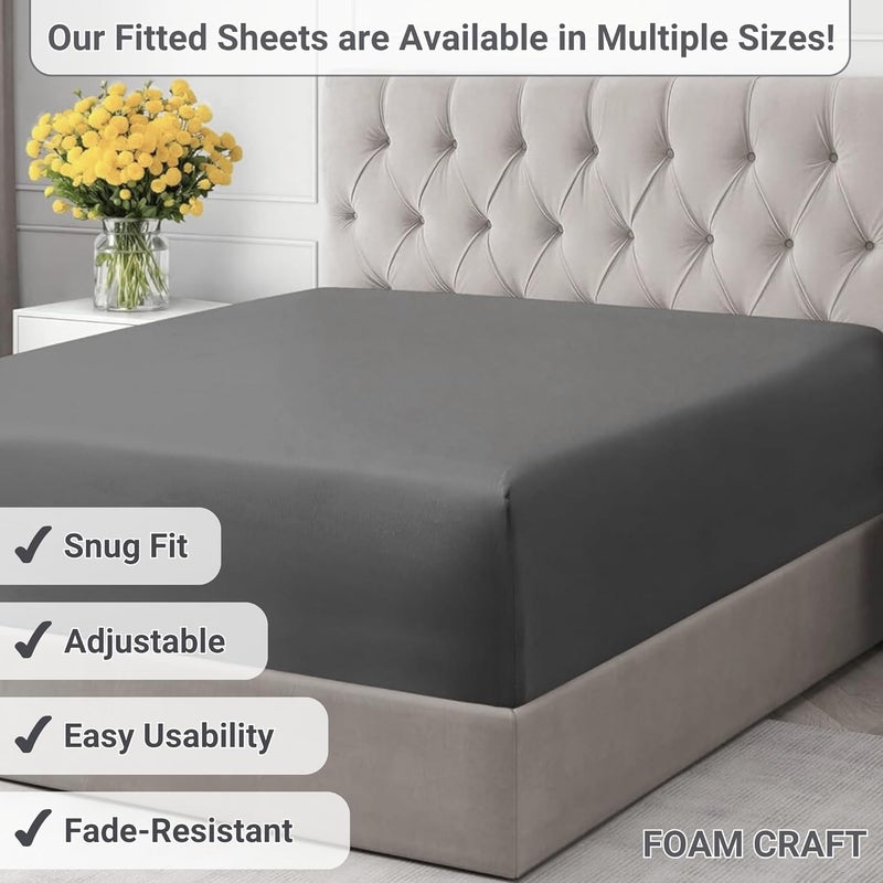 FOAM CRAFT 100% Cotton King Size Fitted Sheet - Grey, 200 x 200cm - Image 5