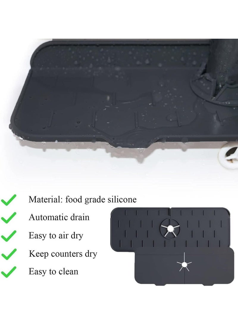 zoba Silicone Splash Guard for Kitchen Sink Water Catcher Mat for Under Faucet Bathroom Kitchen - Black - 346 - Image 4