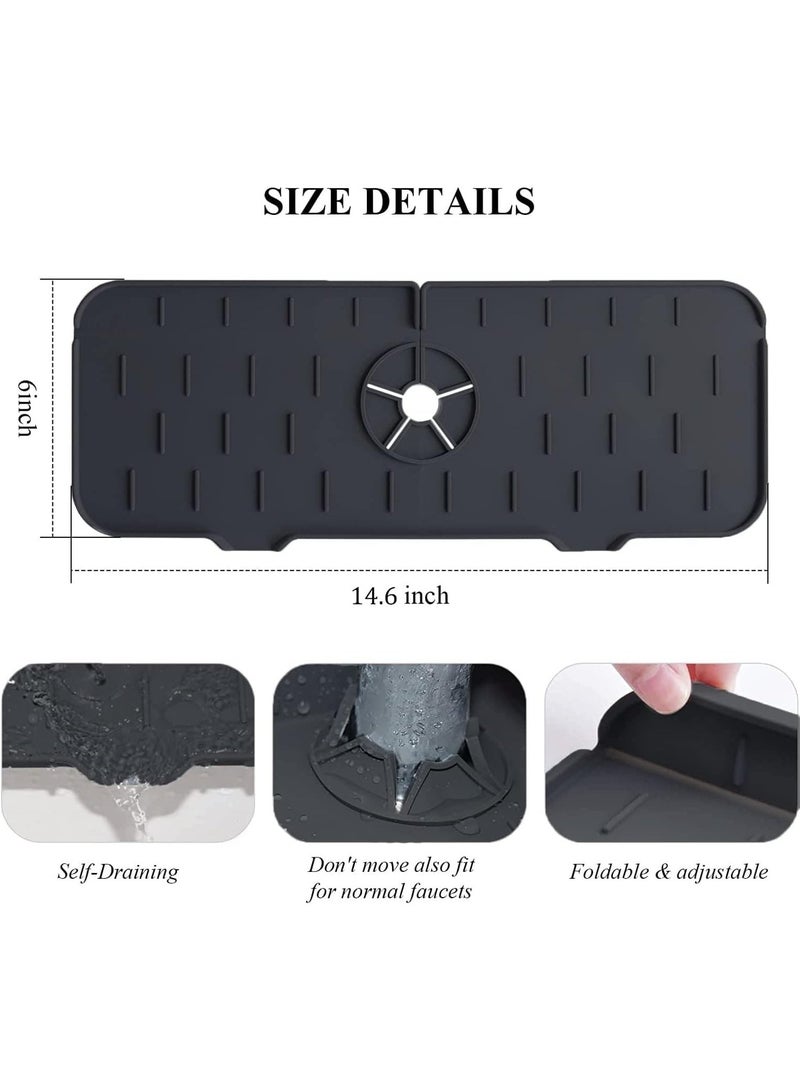 zoba Silicone Splash Guard for Kitchen Sink Water Catcher Mat for Under Faucet Bathroom Kitchen - Black - 346 - Image 5
