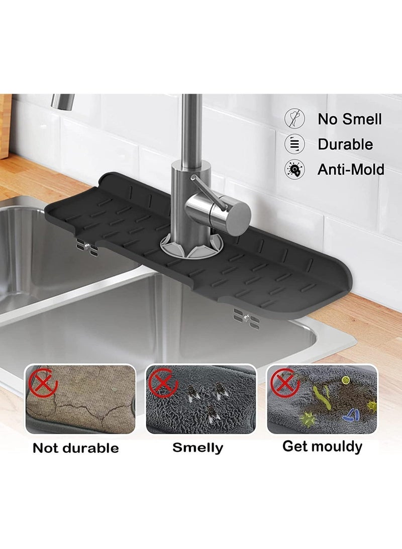 zoba Silicone Splash Guard for Kitchen Sink Water Catcher Mat for Under Faucet Bathroom Kitchen - Black - 346 - Image 2