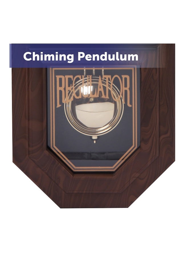 Timekeeper Essex Faux Wood Traditional Schoolhouse Pendulum Wall Clock For Home And Office Westminster Chime 17.5 X 11.25 Walnut - Image 5