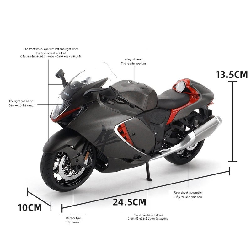 1:9 Scale Alloy Motorcycle Model - Front-Wheel Steerable With Realistic Movement Built-In Lighting Function For Authentic Appeal Zinc Alloy Fuel Tank For Durability White Model Ornament For Ages 8+ - Image 5