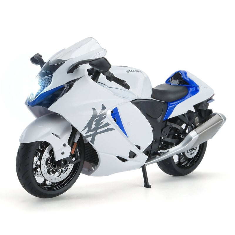 1:9 Scale Alloy Motorcycle Model - Front-Wheel Steerable With Realistic Movement Built-In Lighting Function For Authentic Appeal Zinc Alloy Fuel Tank For Durability White Model Ornament For Ages 8+ - Image 1