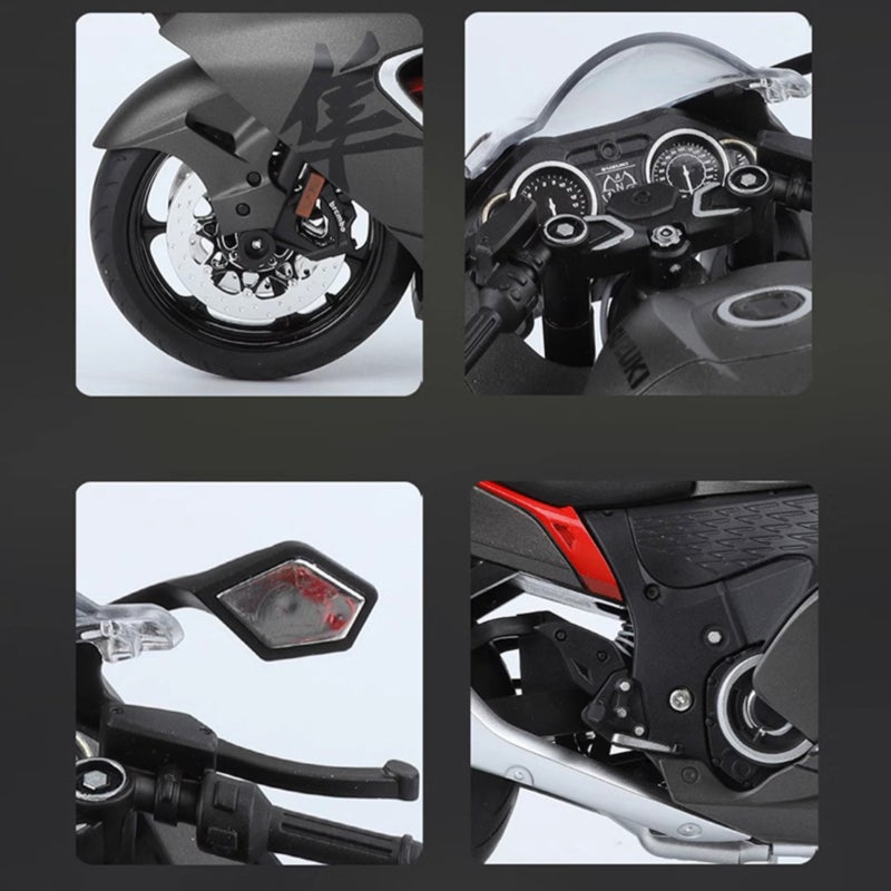 1:9 Scale Alloy Motorcycle Model - Front-Wheel Steerable With Realistic Movement Built-In Lighting Function For Authentic Appeal Zinc Alloy Fuel Tank For Durability White Model Ornament For Ages 8+ - Image 4