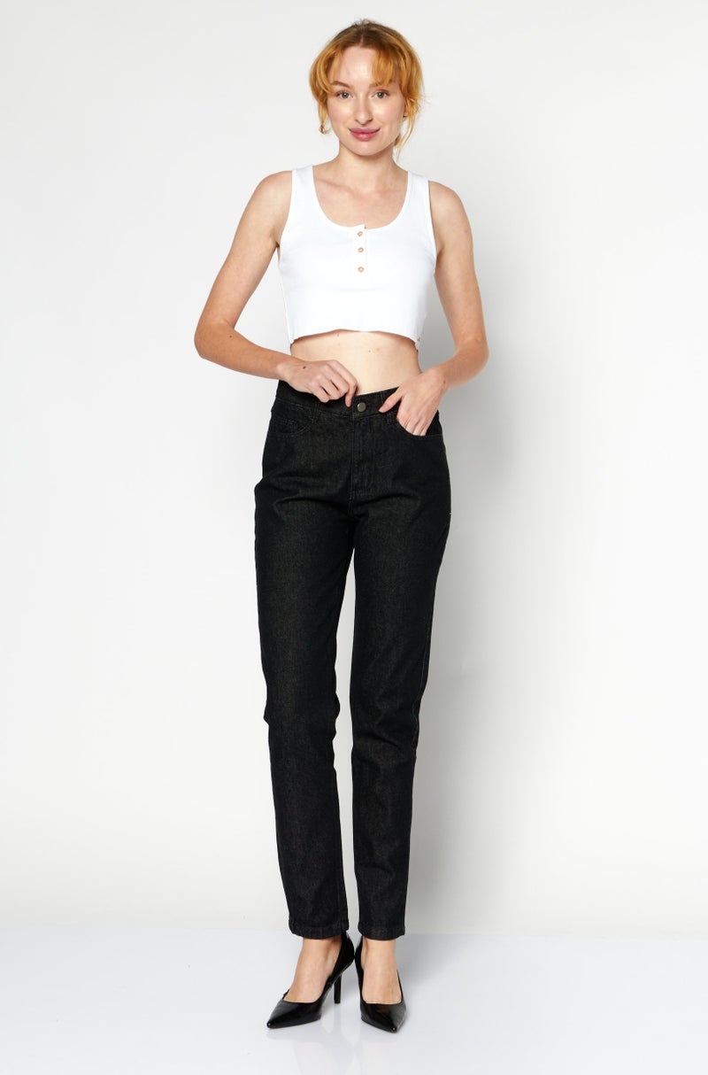 FEMME LUXE Women Regular Fit Textured Non Stretchable Jeans, Black - Image 2