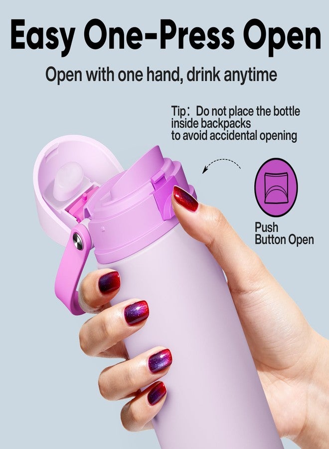 ENCOOL Insulated Water Bottle with Straw - Encool Stainless Steel Water Bottle with Push Button Lid, Leak-Proof & BPA-Free, Keeps Cold for 24 Hours for Sports, Travel, Gym (24 oz, Thistle-Fuchsia) - Image 5