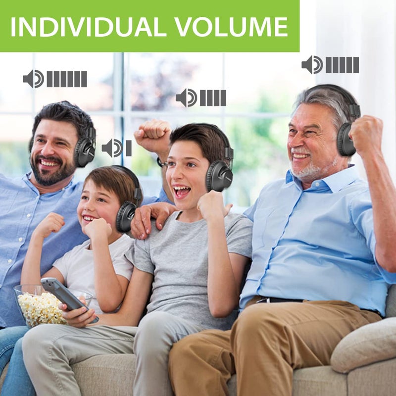 Avantree Quartet - 4 Wireless Headphones & 1 Transmitter for Multiple Group Listening Scalable to 100 with No Lip-Sync Delays for TV Watching, Silent Discos, Hearing Assistance in Church, and More - Image 3