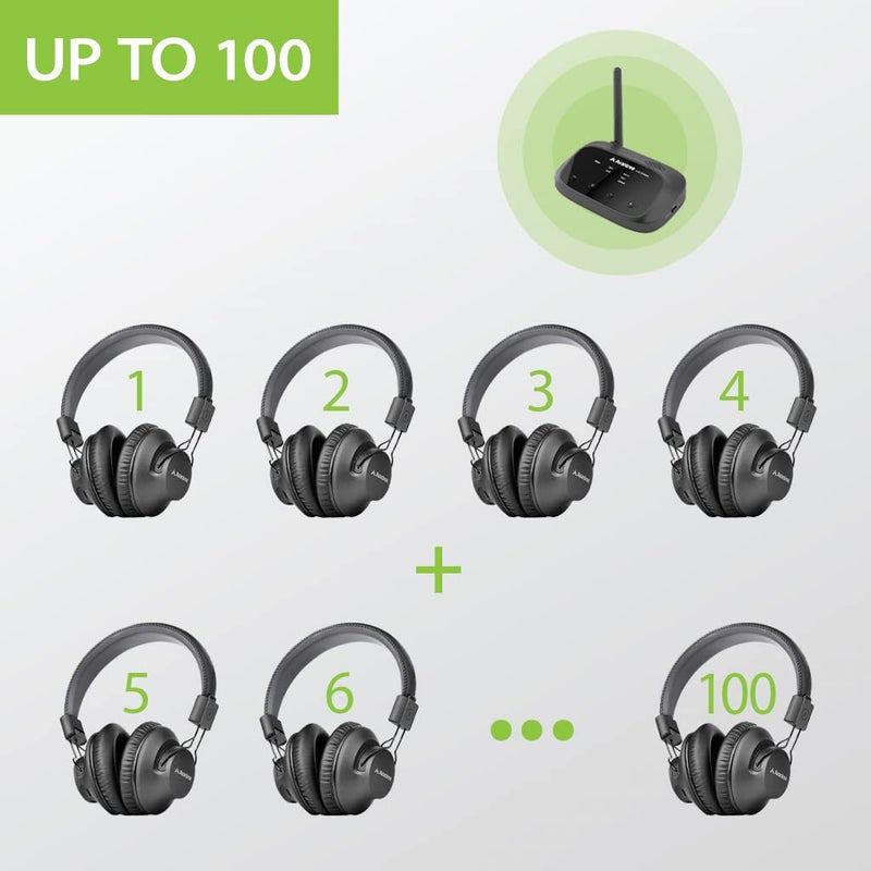Avantree Quartet - 4 Wireless Headphones & 1 Transmitter for Multiple Group Listening Scalable to 100 with No Lip-Sync Delays for TV Watching, Silent Discos, Hearing Assistance in Church, and More - Image 5