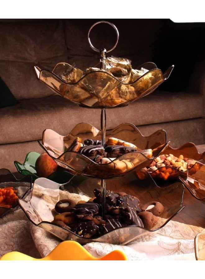 شياله كحك وبسكويت اكليريك 3 دور شكل ورده  متاح الوان (ابيض - عسلي - اسود - سماوي )  - Image 4