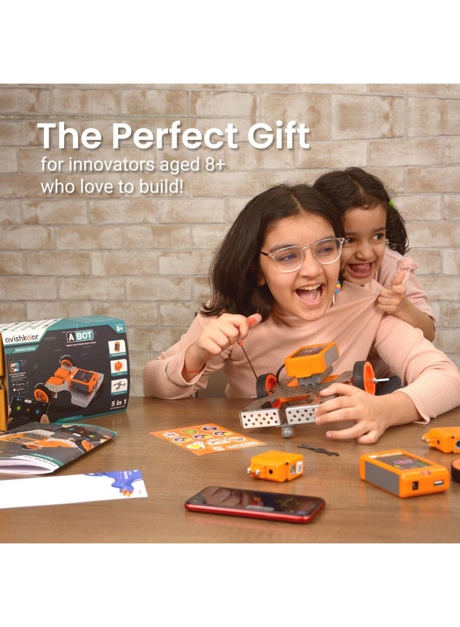 أفيشكار Avishkaar ABot، مجموعة روبوتات وبرمجة 5 في 1 DIY للأطفال من سن 8 إلى 12 عامًا، يتم التحكم فيها من خلال تطبيق الهاتف المحمول وبرامج سطح المكتب، أكثر من 50 جزءًا، مجموعة تعليمية وSTEM، صنع في الهند - Image 2
