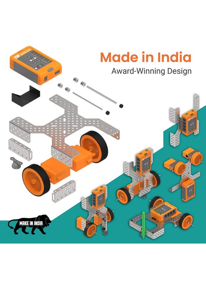 أفيشكار Avishkaar ABot، مجموعة روبوتات وبرمجة 5 في 1 DIY للأطفال من سن 8 إلى 12 عامًا، يتم التحكم فيها من خلال تطبيق الهاتف المحمول وبرامج سطح المكتب، أكثر من 50 جزءًا، مجموعة تعليمية وSTEM، صنع في الهند - Image 4