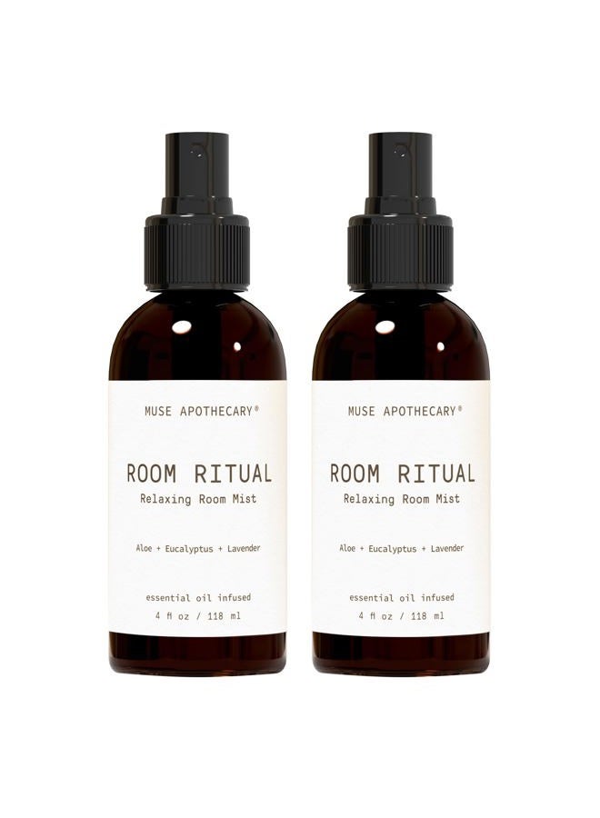 Muse Apothecary Room Ritual - Aromatic and Relaxing Room Mist, 4 oz, Infused with Natural Essential Oils - Aloe + Eucalyptus + Lavender, 2 Pack  - Image 1