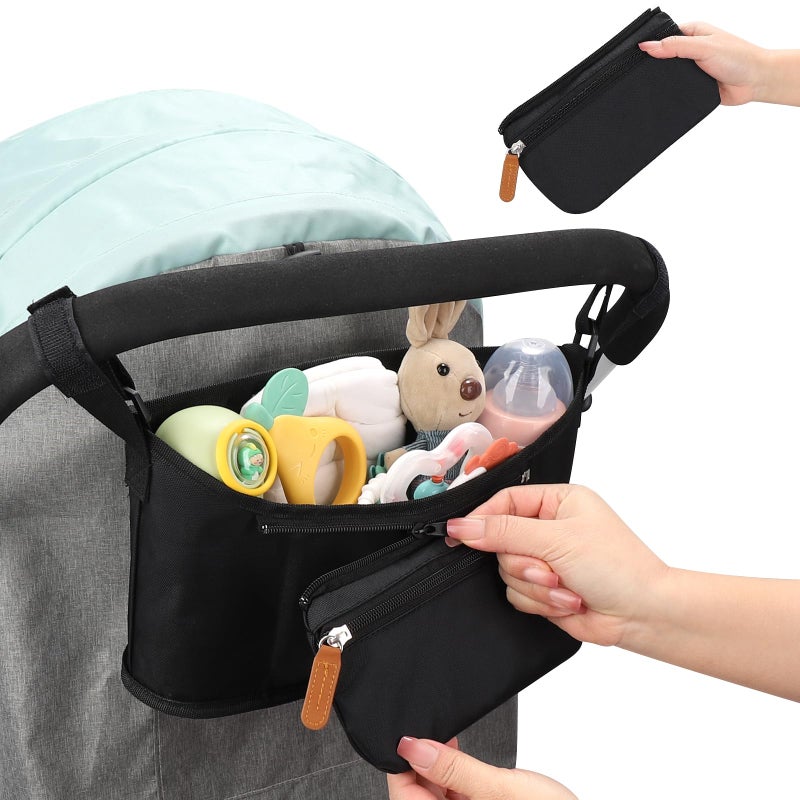 Accmor Universal Stroller Organizer with Detachable Phone Bag, Stroller Bag Caddy Organizer Stroller Accessories for Uppababy, Baby Jogger, Nuna, Doona, Britax Strollers - Image 5