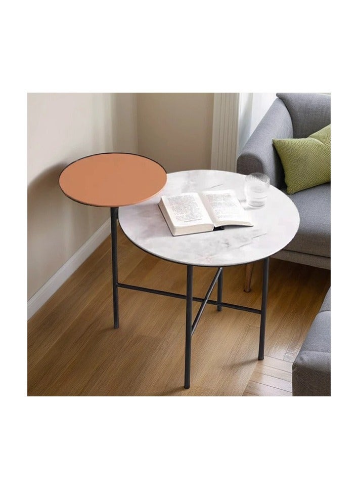 Neo Front Modern Corner Table with Sintered Stone Top, Wood Laminate Frame, and Carbon Steel Legs CJ622B 65*50*58 cm - Image 2