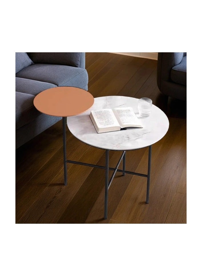 Neo Front Modern Corner Table with Sintered Stone Top, Wood Laminate Frame, and Carbon Steel Legs CJ622B 65*50*58 cm - Image 3