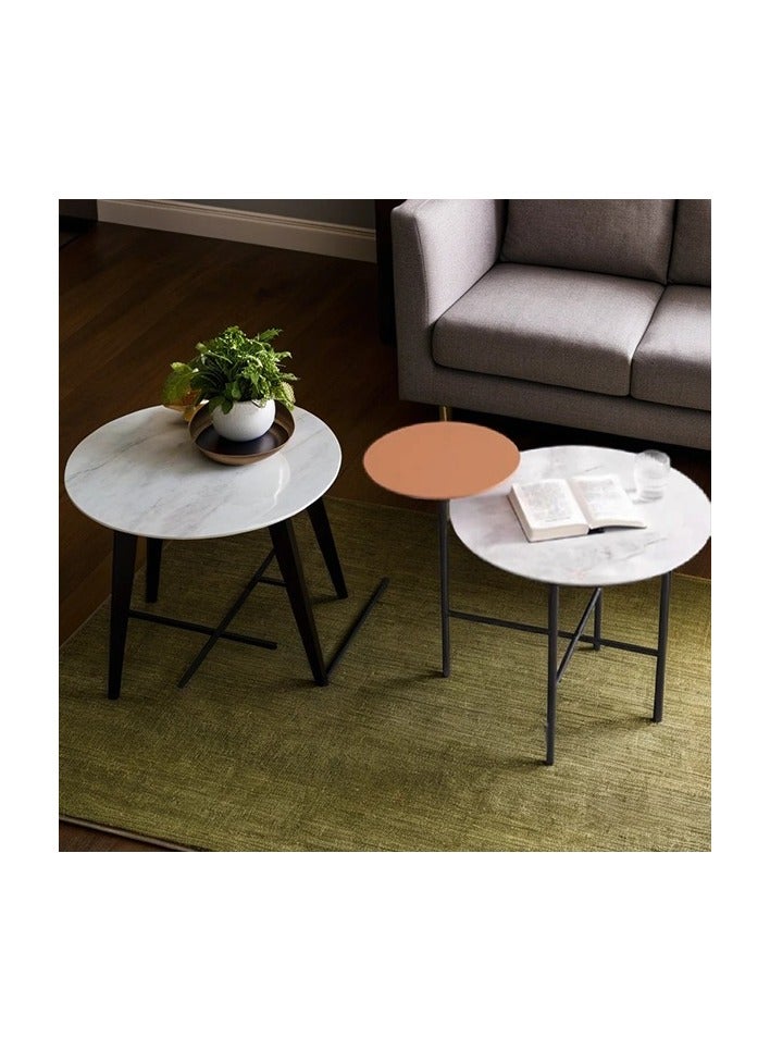 Neo Front Modern Corner Table with Sintered Stone Top, Wood Laminate Frame, and Carbon Steel Legs CJ622B 65*50*58 cm - Image 5