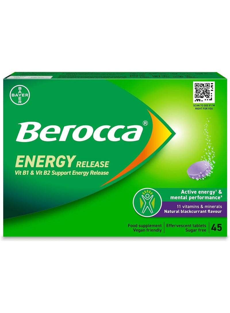 Berocca Energy Blackcurrant Flavour Effervescent Tablets 45-Count