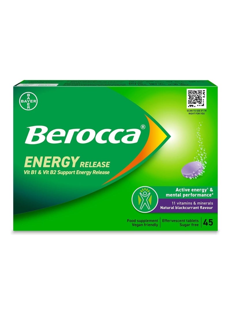 Berocca Energy Blackcurrant Flavour Effervescent Tablets 45-Count