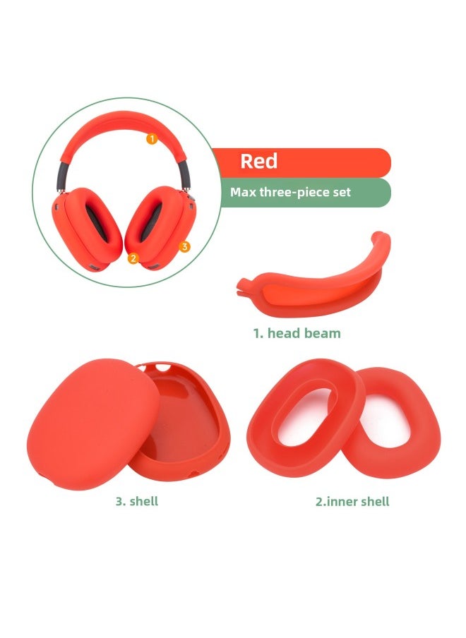 Generic - Digital Computer/bluetooth Headset Case/bluetooth Headset Shell Protective Cover For Airpods Pro-Color:max Three-piece Red (head Beam + Shell + Ear Cap)-Model:Applicable To Airpods Max - Image 1