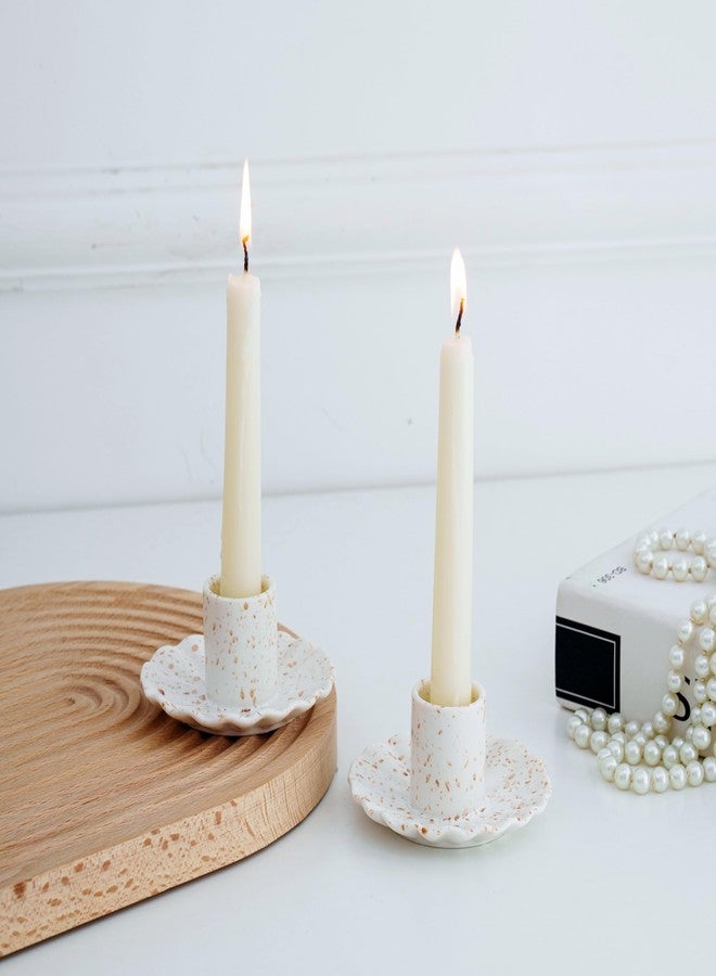 VIRFONOR Ceramic Taper Candle Holders,Vintage Candlestick Holder forHome Wedding Party Decor Dining Table Centerpiece, Housewarming Gifts,Pack of 2 (round) - Image 4