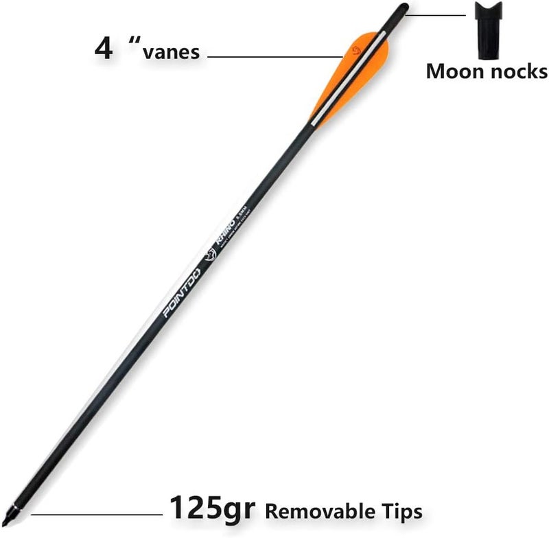 Pointdo 20inch Carbon Crossbow Bolts Crossbow Hunting Arrows with 4" Vanes and Replaced Arrowhead/Tip (12 Pack) - Image 2