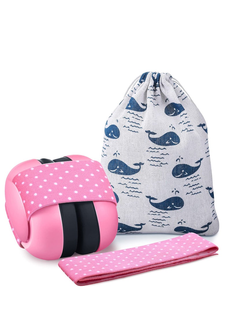 SOLARAE Baby Earmuffs, 2-24 Months Adjustable Baby Ear Protection Earphones Noise Reduction Earmuffs with Cloth Bag Soundproofing for Newborns (Pink) - Image 1