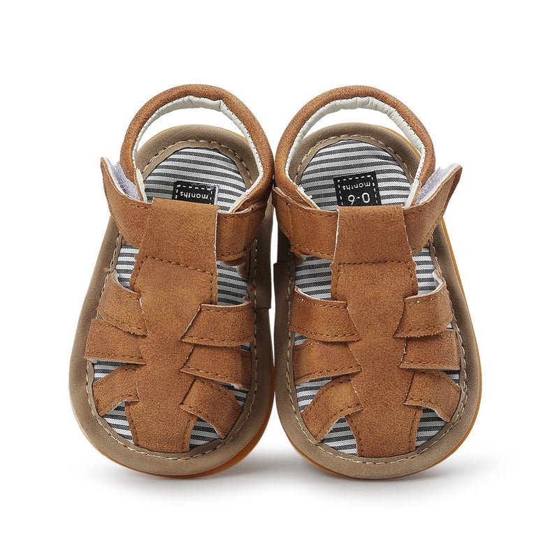 CoKate Baby Boys Girls Sandals Rubber Sole Outdoor First Walker Toddler Girls Boys Summer Shoes(5.5Toddler, D-Khaki) - Image 1