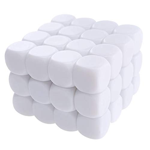 IFAMIO 16MM Blank White Dice Set Acrylic Rounded D6 Dice Cubes for Game, Party, Fun, DIY Sticker and Math Teaching, Pack of 50 - Image 5