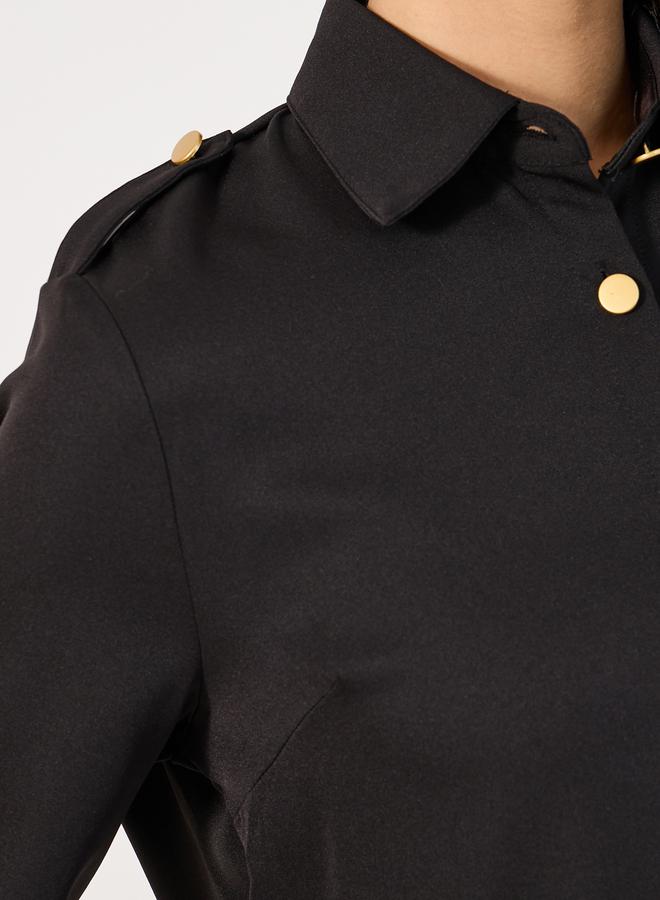 Styli Loose Fit Utility Shirt with Matte Golden Buttons - Image 3