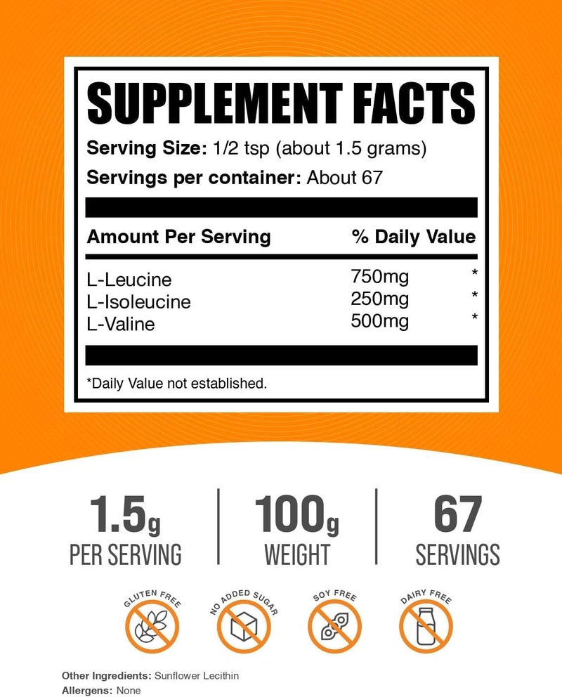BulkSupplementscom BCAA 312 Powder  BCAA Supplements Branched Chain Amino Acids Powder  Unflavored  Gluten Free 15g per Serving 100g 35 oz Pack of 1 - Image 2
