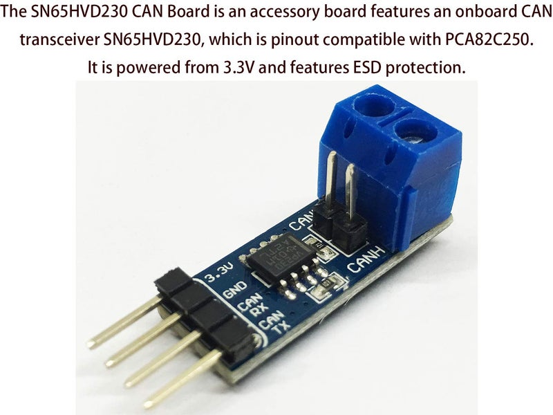 Waveshare SN65HVD230 CAN Board Connecting MCUs to CAN Network Features ESD Protection Communication Evaluation Development Board 3.3V - Image 2